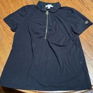 Michael Kors Navy Short Sleeve Tee with Zipper